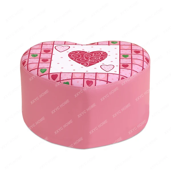 Children's stool, cute shoe changing   pink princess stool, soft bag small sofa low   cartoon love stool