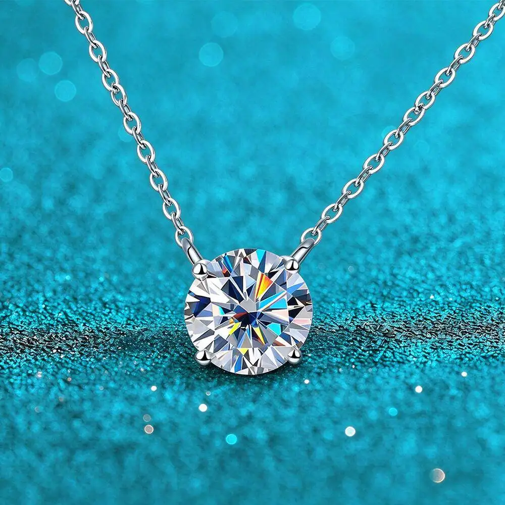 GICA GEMA Sparkling 0.5-5CT Moissanite Pendant Necklace For Women 925 Sterling Silver Chains Bridal Wedding Party Fine Jewelry