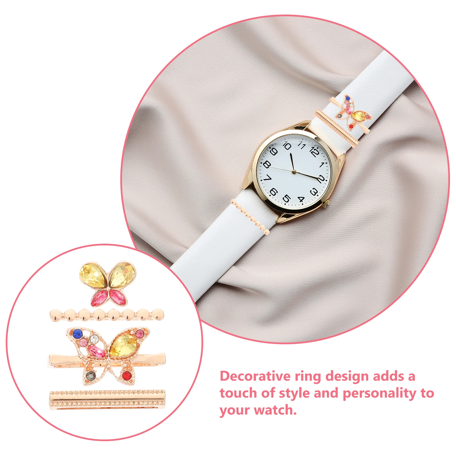 

Watch Band Strap Charms for Smartwatch Bands Watchband Ring Metal Decorative Buckle Accessories