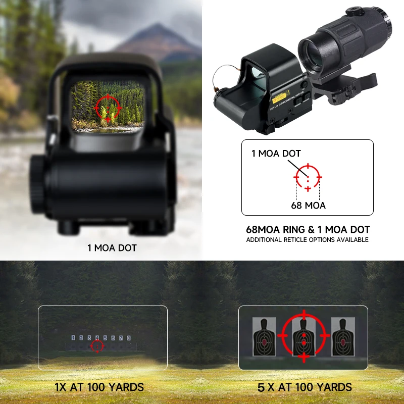 558 Red Dot Hologram Sight G43 G45 Magnifier Tactical Combo with Side Quick Detachable Mount for Hunting Accessories - view 2