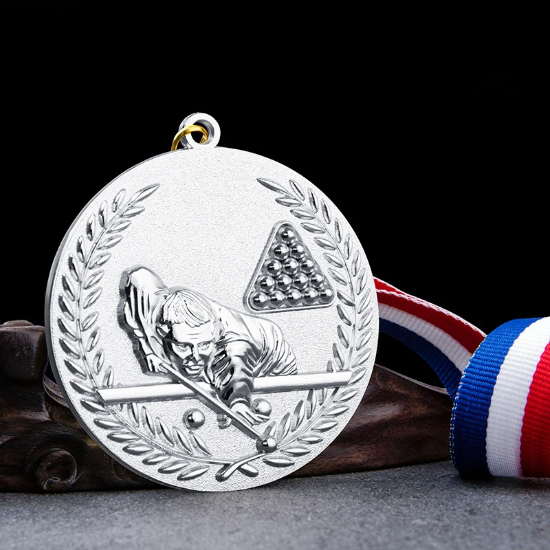 Three-dimensional billiards, snooker, pool, American pool, sports meeting, metal medal, award medal