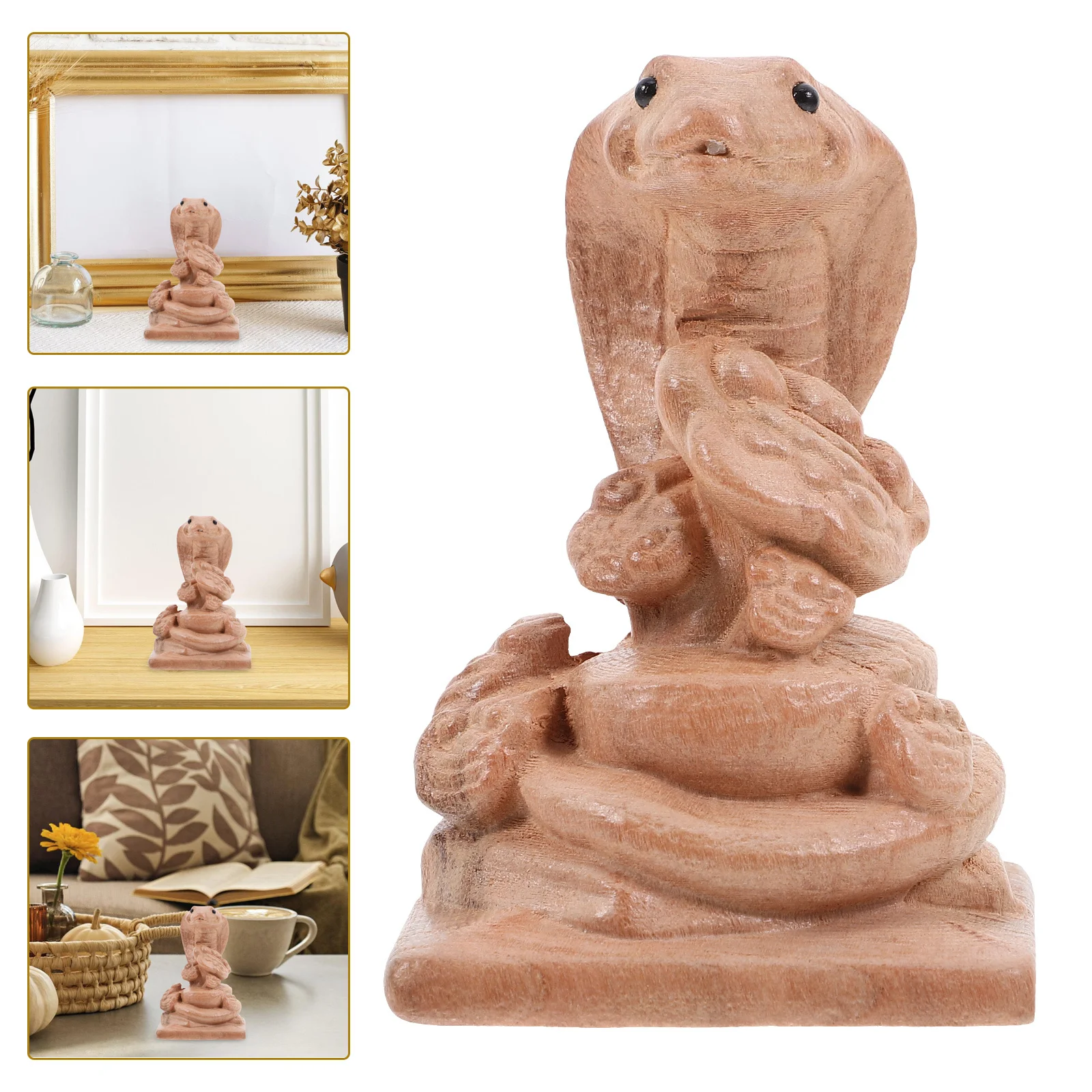 

Mini Hand-Carved Snake Wood Craft Decoration Creative Home Office Snake Sculpture Gift Wood Craft Wooden Carving Figurine