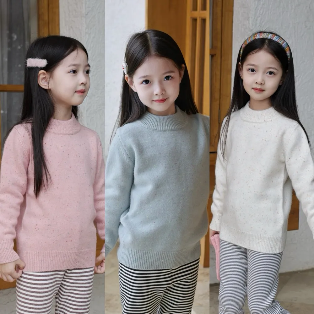 

Детская одежда, свитера для девочек, однотонный свитер из 100% шерсти с круглым вырезом, мягкий и удобный свитер
