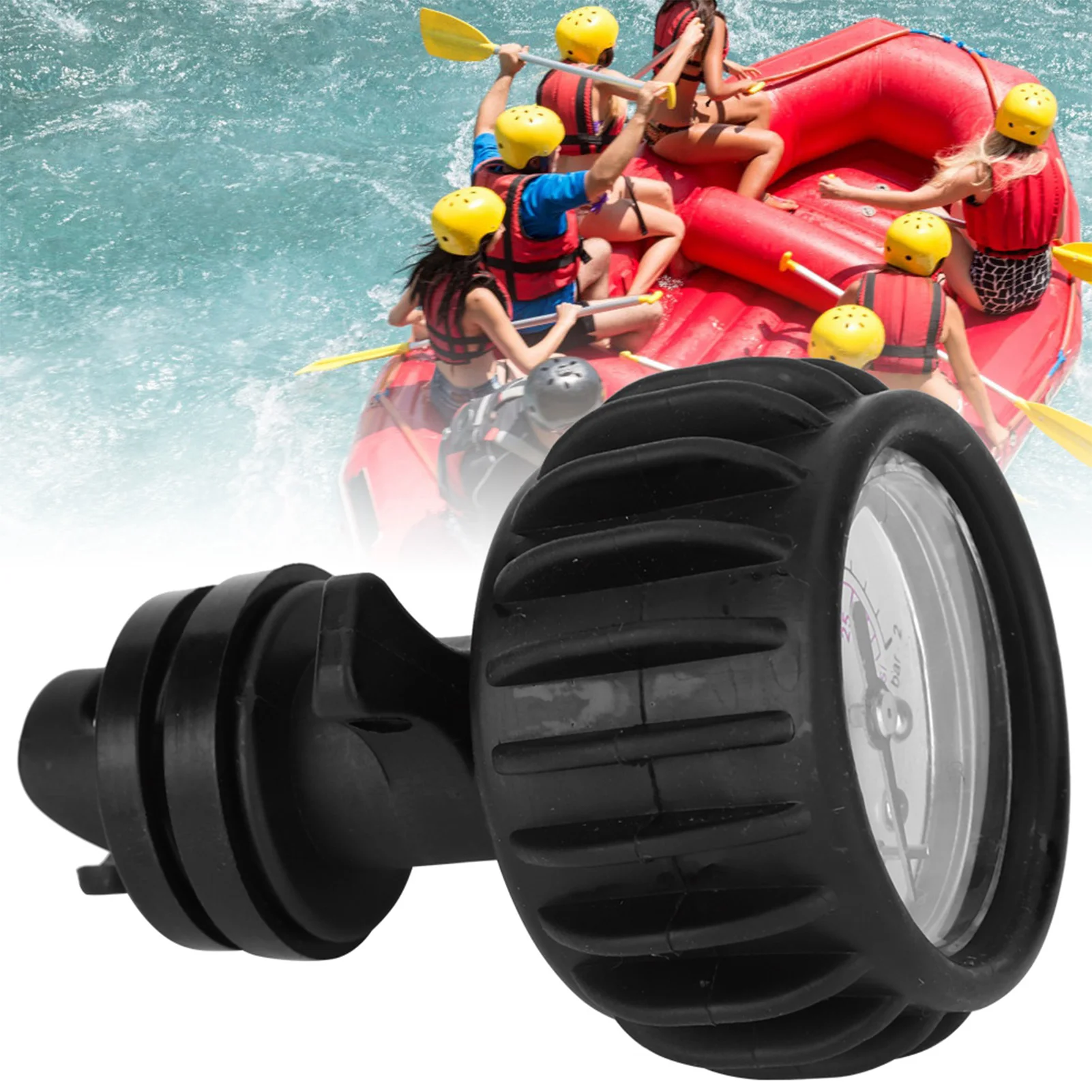 Barometer 30PSI Rubber Dinghy Air Pressure Gauge Measurement Inflatable Boat Single Barometer with Hand Pump Kayak Accessories