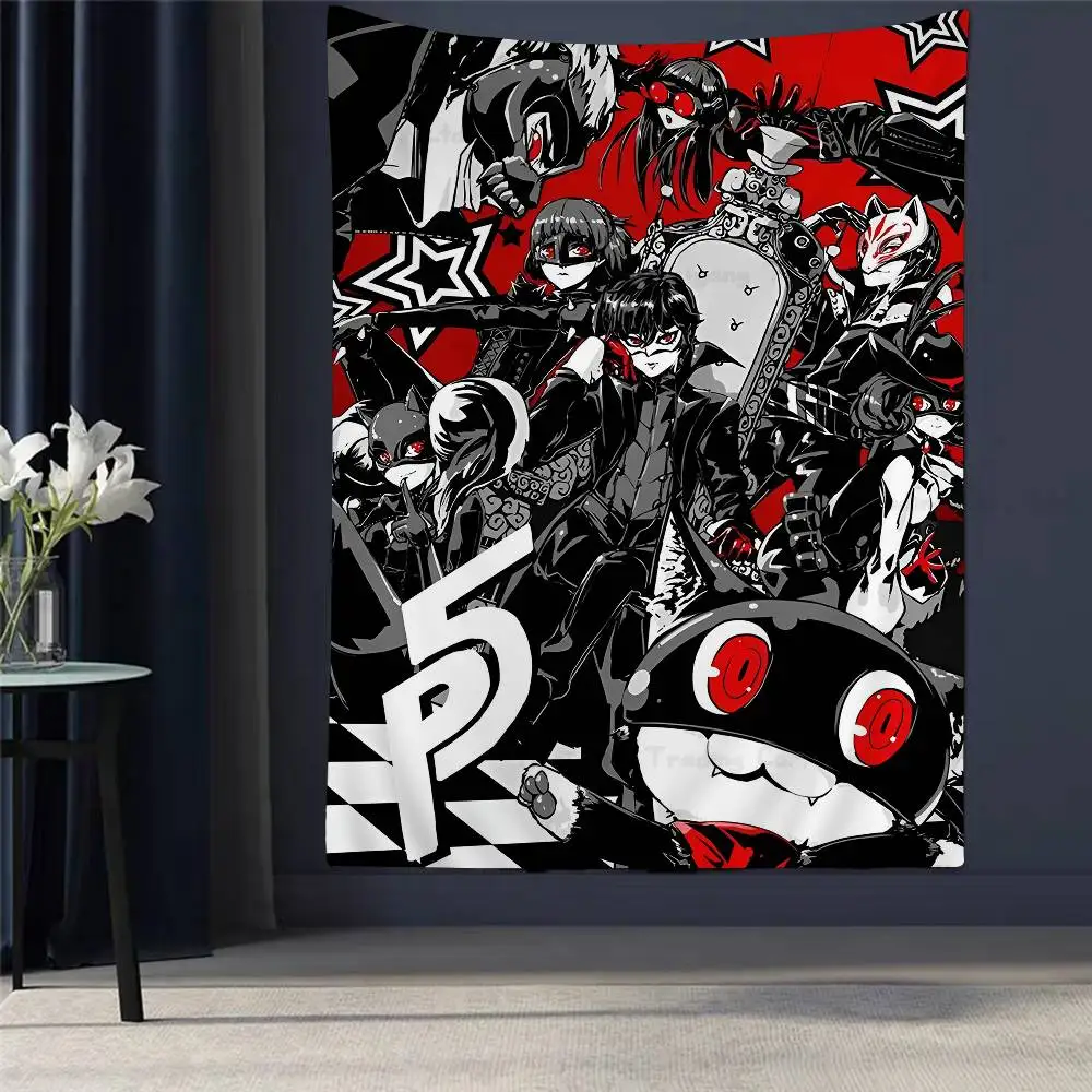 

Classics Video Game Persona 5 Wall Tapestry Hanging Tarot Hippie Wall Rugs Dorm Wall Hanging Sheets