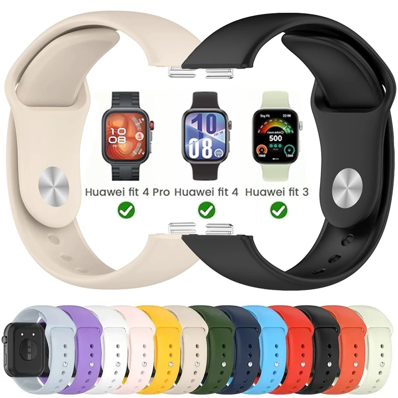 Silicone Strap for Huawei Watch Fit 3 4/4 Pro Band Smartwatch Sport Correa Replacement Bracelet Huawei Watch Fit 3 4 Accessories