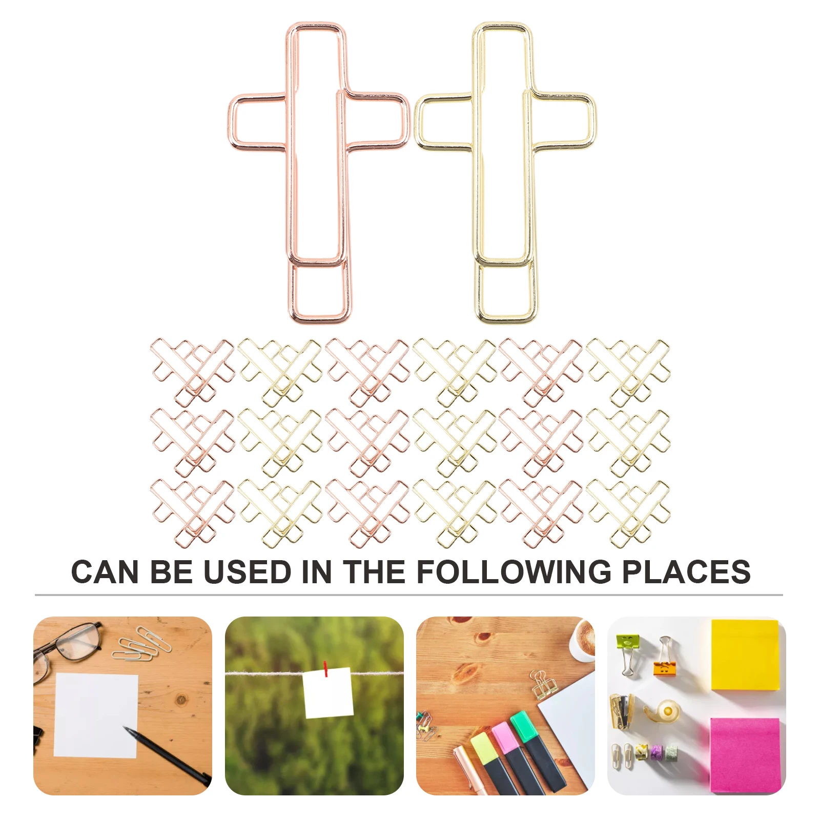 

100pcs Cross Paper Clips Metal Strong Clamping Force Iron Office Accessories for Files Photos Letters Decorative