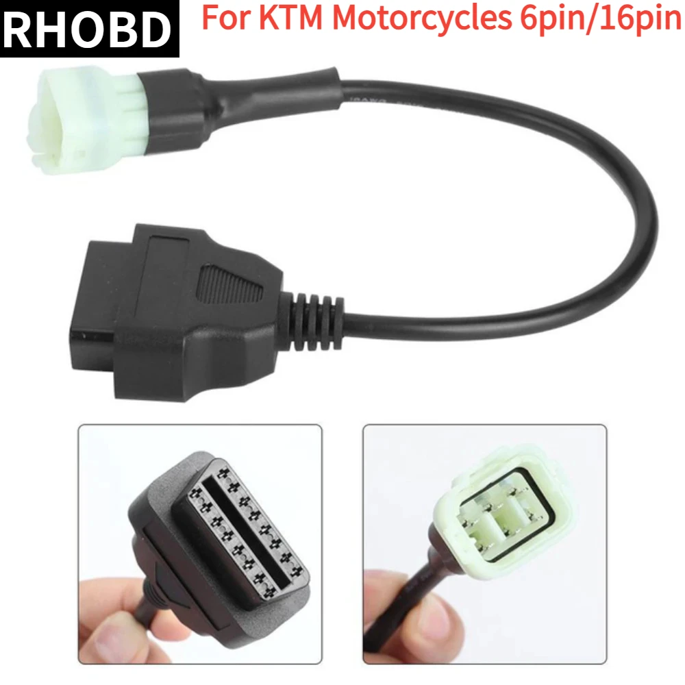 Latest For KTM OBD2 Connector Motorcycle Motobike For KTM 6Pin To 16Pin Adapter For OBD2 Diagnostic Tools Moto Extension Cable