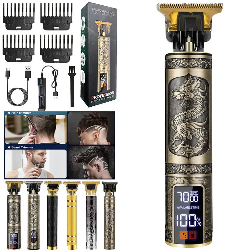 Digital Display Professional Cordless Full Set Accessories Men Beard Body Barber Shop Electric Hair Razor Shaver Haircut Machine