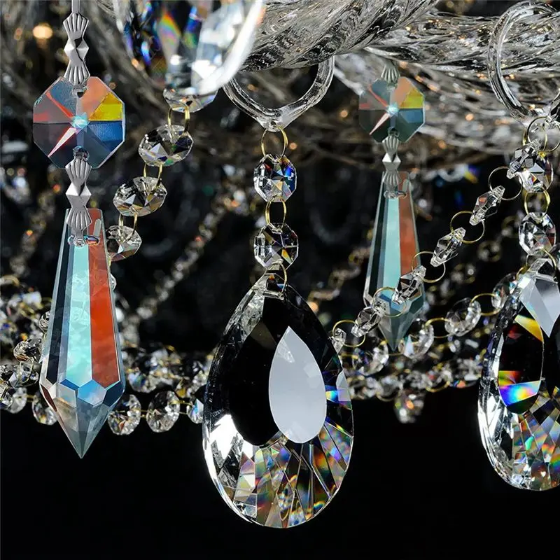 A20I 48 Pcs Chandelier Crystal Prisms Pendants Set 38 Mm Clear Teardrop Icicle Chandelier Crystals Parts Replacement Crystals