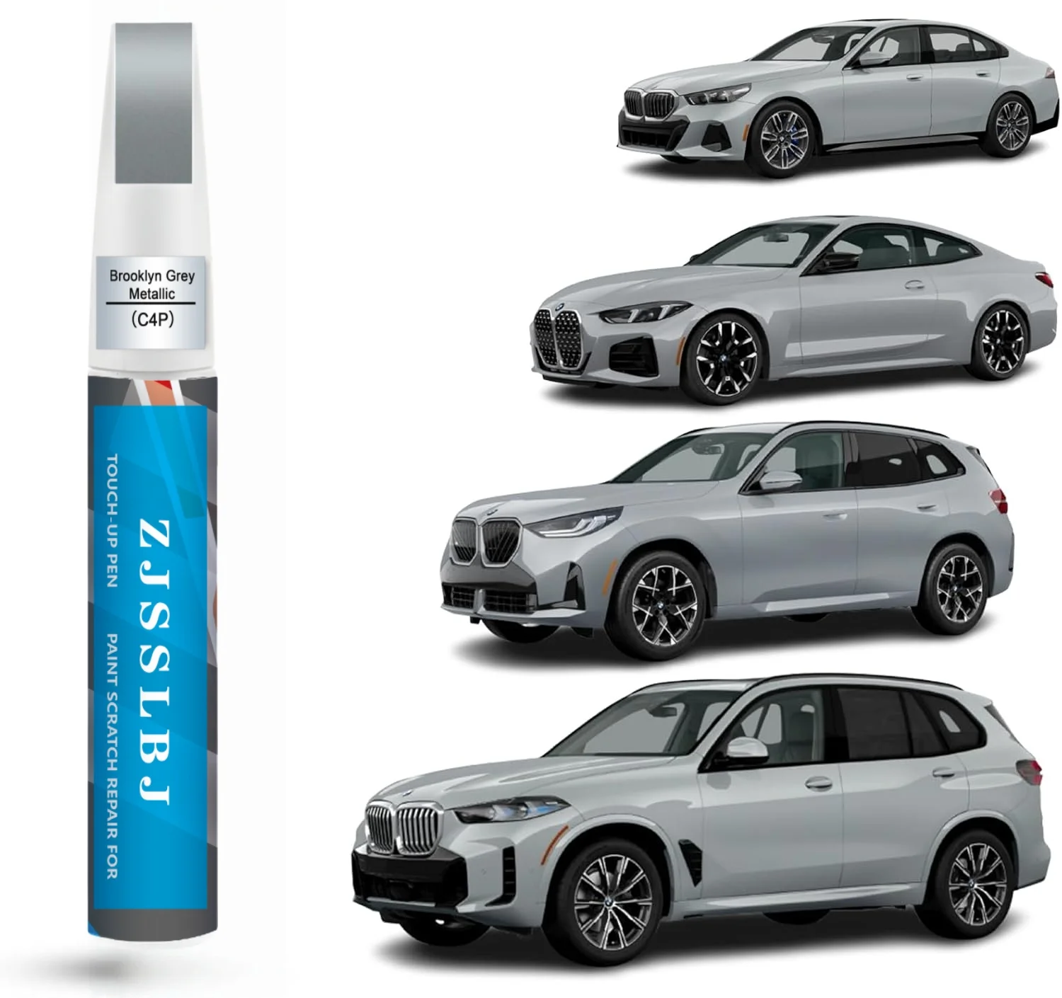 Car Touch Up Paint(Brooklyn Grey Metallic(C4P)) for BMW, Car Paint Scratch Repair Kit, Quick & Easy Solution to Repair, 2 in 1 S