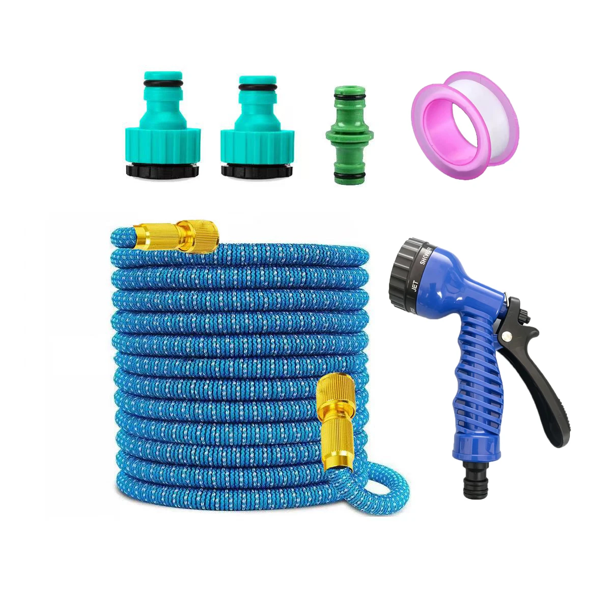 Expandable Magic Garden Hose Set, Multi-mode Spray Water Gun, Quick Connector Kit, 25ft-100ft Optional, for Garden Watering