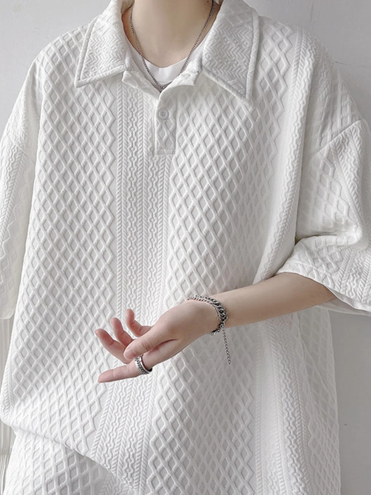 

American Sle Loose ort Sve irt Texture Sensation Casual Summer Faion Brand Men's T-irt Breathable f S...