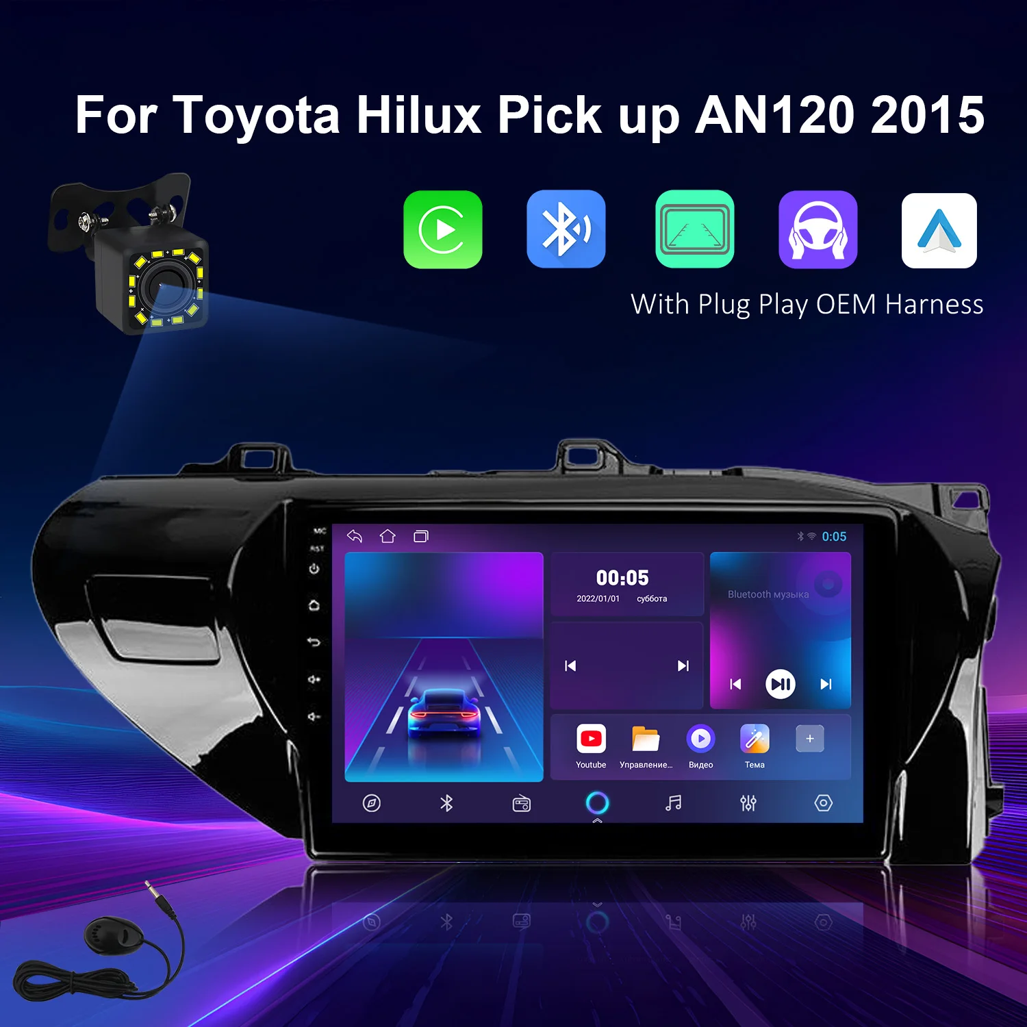 

Android 14 Wireless Carplay Multimedia For Toyota Hilux Pick Up AN120 2015 -2020 Auto Radio Navigation Stereo GPS Head Unit 2Din