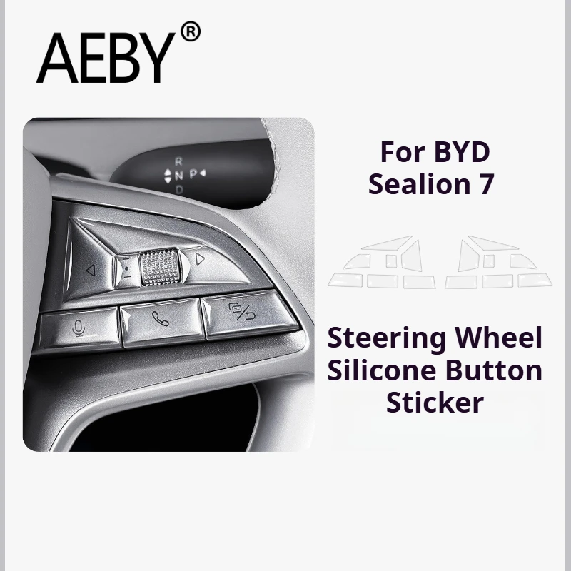 

AEBY For BYD Sealion 7 2024 Steering Wheel Button Resin Sticker, Anti-Fingerprint Anti-Scratch Protective Decoration Sticker