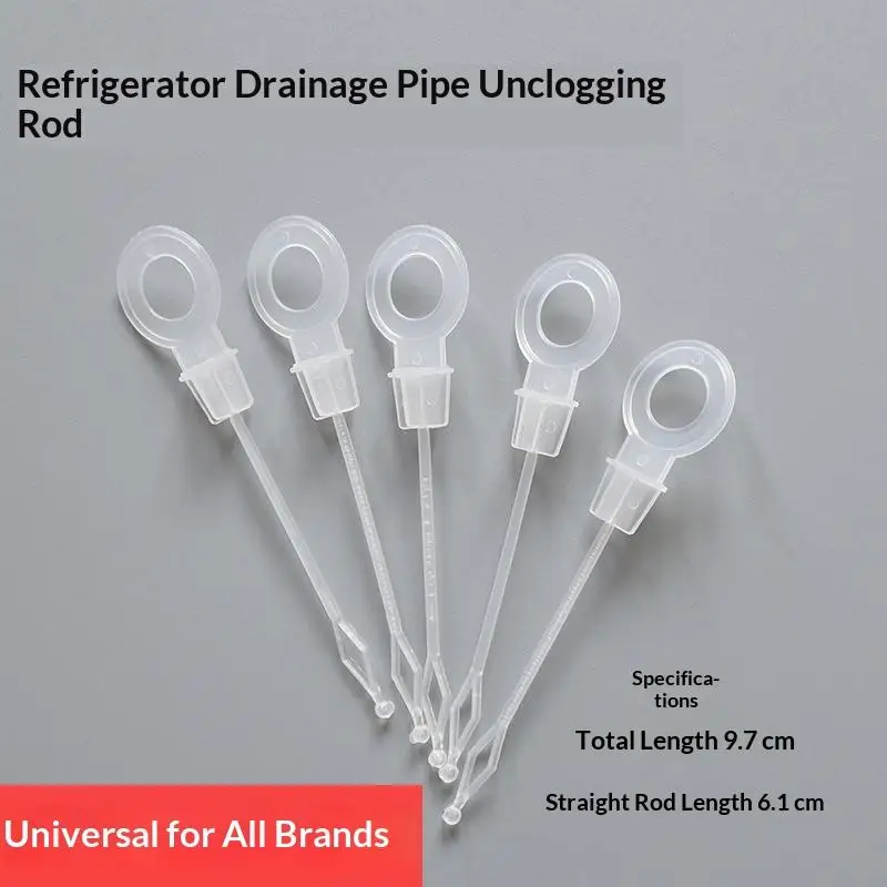 10Pcs Universal Refrigerator Drain Hole Accessory Overflow Stoppers With Unclog Rod Practical Fridge Spout Cleaning Tool