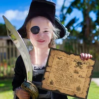 Map Of Caribbean Sea Pirate Adventure Classic Vintage  Treasure World Map Halloween Pirate Party Decors Supplies Kids Gift 5
