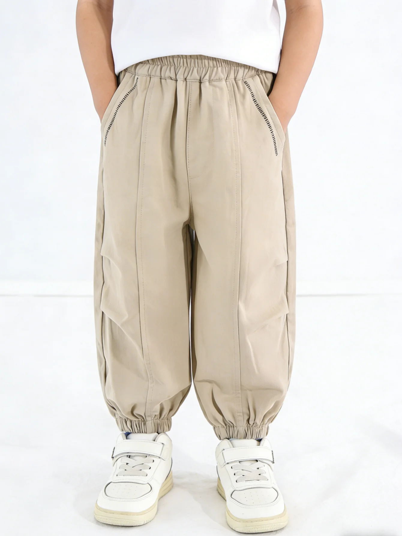 Kids Casual Denim Cargo Pants, Breathable Soft Elastic Waist Jeans, Durable Multi-Pocket Trousers For Boys Daily School Play