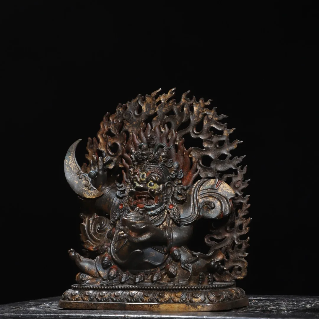 Old copper Tibetan the upholding justice and suppressing evil Buddha statue, Free shipping