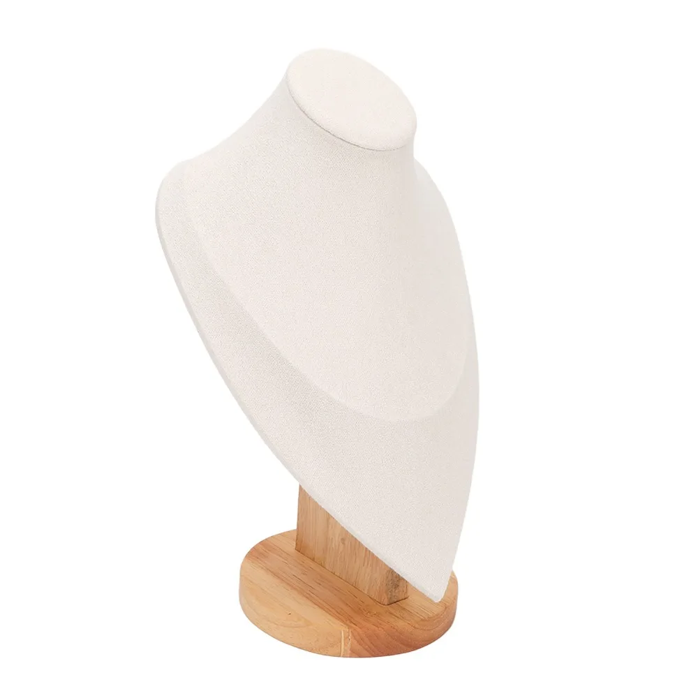Scratch Proof Leather Bust Holder 19 x 11.5 x 29cm Beige Jewelry Display Stand Chain Jewelry Bust Store Window Display