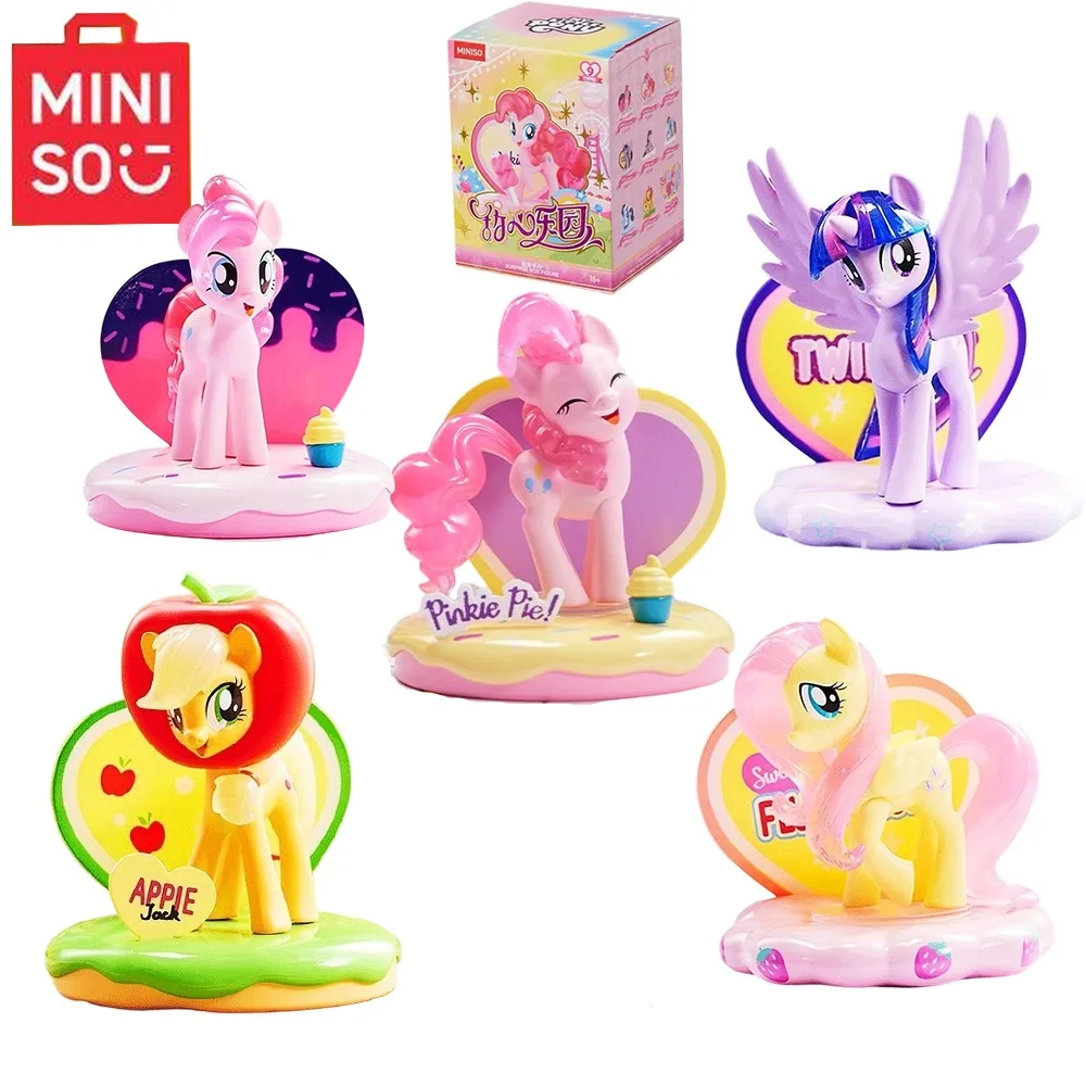 Kawaii New Miniso My Little Pony Милая игровая площадка слепая коробка аниме Раритет Флаттершай Applejack модель персонажа игрушки для спальни