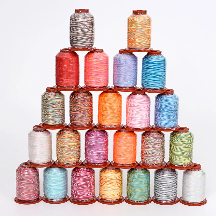 24 Colors 40/2 Sewing Thread Set, Rainbow Assorted Colors, Small Spools for Hand Sewing & Household Sewing Machines