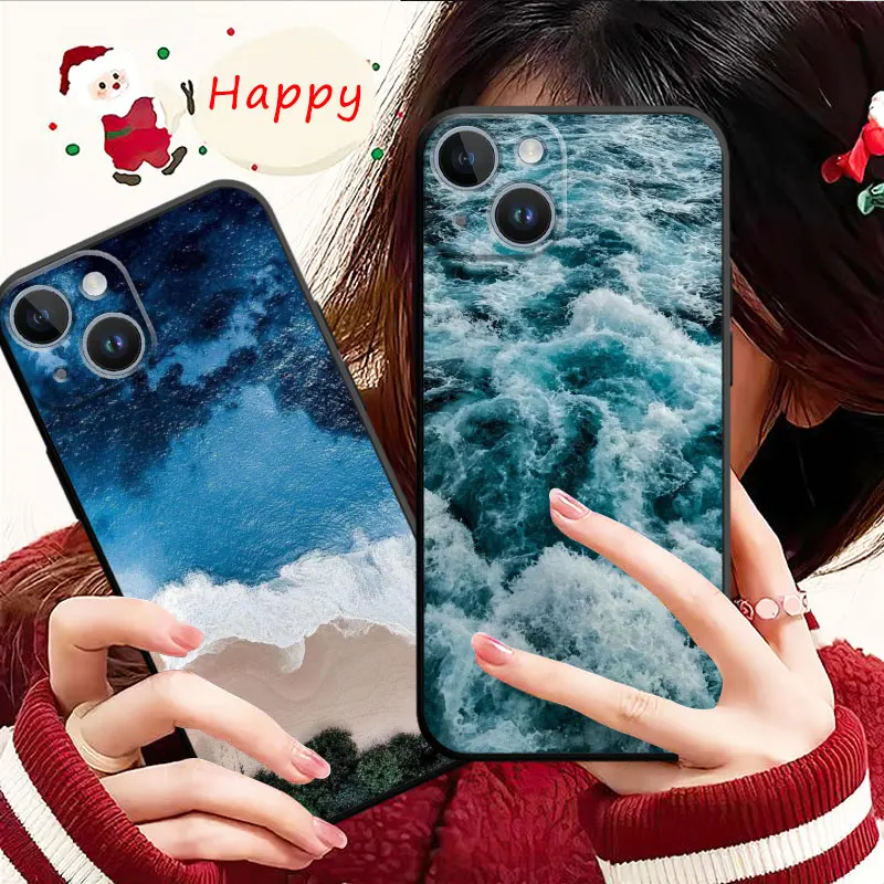 Cellular Phone Case For iPhone 15 14 13 12 11 Pro Max 6 6S 7 8 Plus X XS 12 13 Mini Soft Silicone Case Travel Mountain Sea Beach