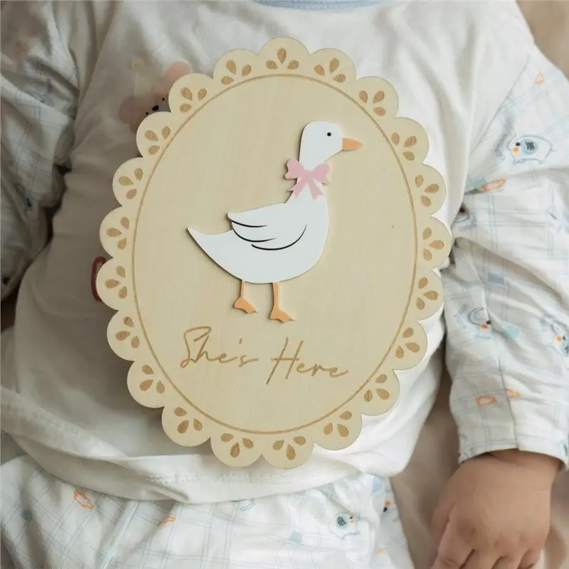 A48U She' S Here Card,For Baby Announcement Sign, Hello World Newborn Sign, For Hospital, Photography And Memorize