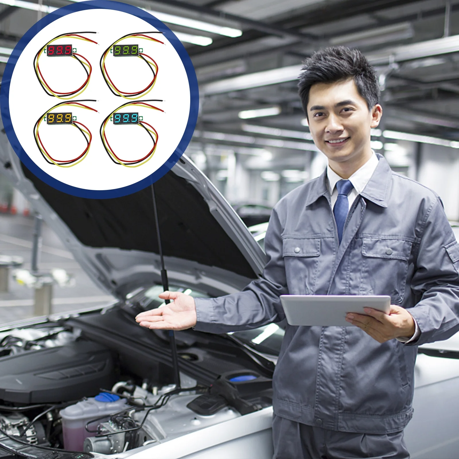 

4 шт. мини-цифровой вольтметр постоянного тока 0-100 В измеритель напряжения для мотоцикла практичный прочный вольтметр