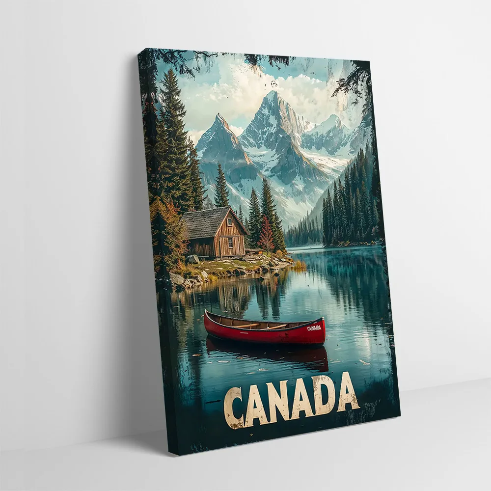 Póster con impresión de lago de montaña canadiense, imágenes personalizables, cuadro sobre lienzo para pared, artículos de decoración del hogar, Mural para habitación