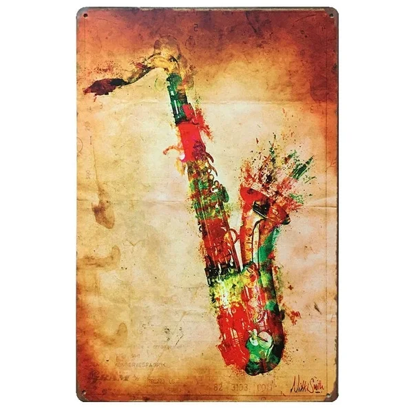 Sax Saxophone Art Vintage Metal Tin Signs Home Decor Plaque Country Music Metal Plates Art Poster