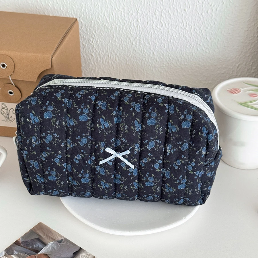 플로럴 퀼팅 메이크업 가방 꽃무늬 화장품 파우치 대형 여행용 화장품 가방 메이크업 에스테틱