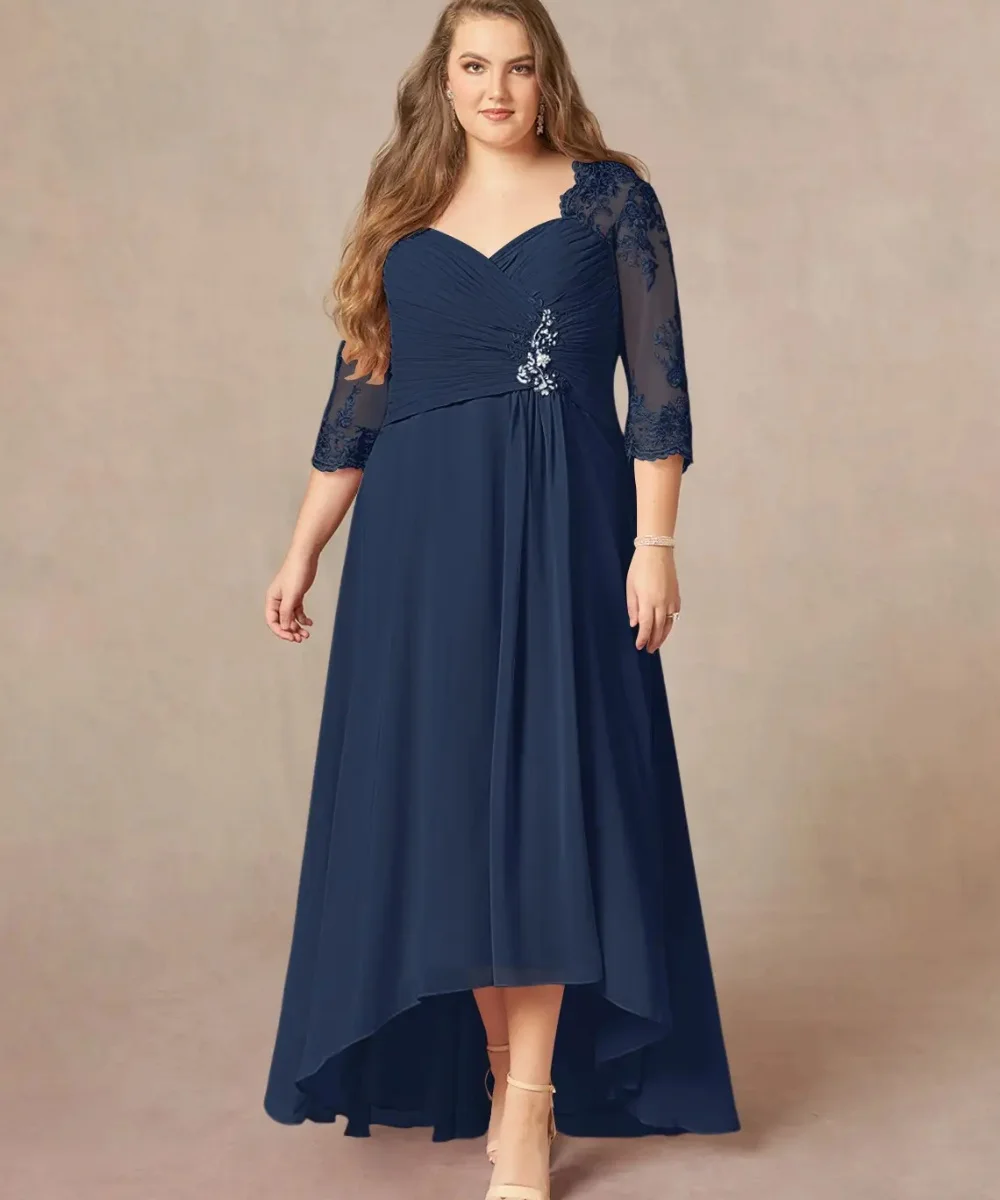 

Customized Navy Blue Mother Of The Bride Dress For Wedding Long Sleeve Woman Guest Party Gown Vestidos De Ocasión Formales YMD19