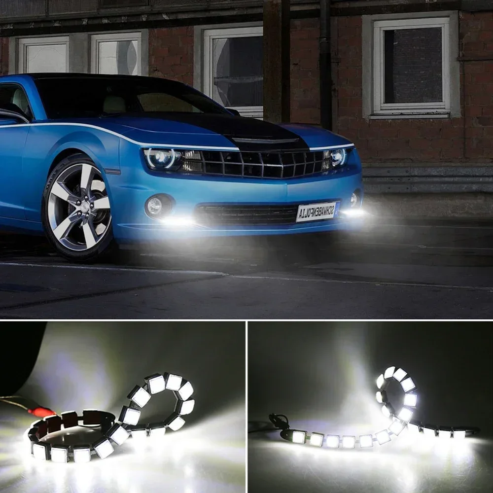 1X 6 9 10 12 16 20Leds Car Flexible Day Lights COB Driving Daytime Running Auto Fog Lamp Waterproof Bulb Automobile Styling LEDS