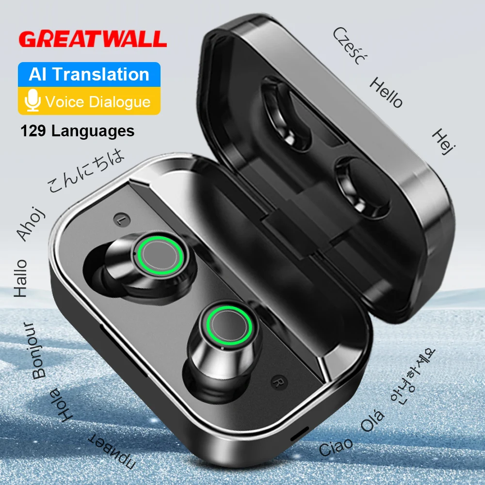 

AI Real Time Translation Wireless Bluetooth Earphones Waterproof Earbuds HiFi Headphones Display Large Capacity Charging Case