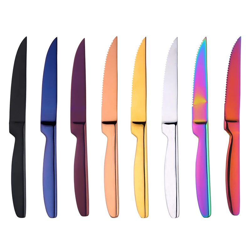 Stainless Steel Dinner Knives Set Sharp Steak Knife Fruit Knives Western black knife Restaurant Table Knife Gold dinnerware Set