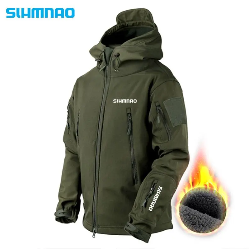 

Fishing Jacket Soft Shell Assault Jacket Men's Autumn and Winter Warm Windproof Breathable Wool Hiking Pants Set