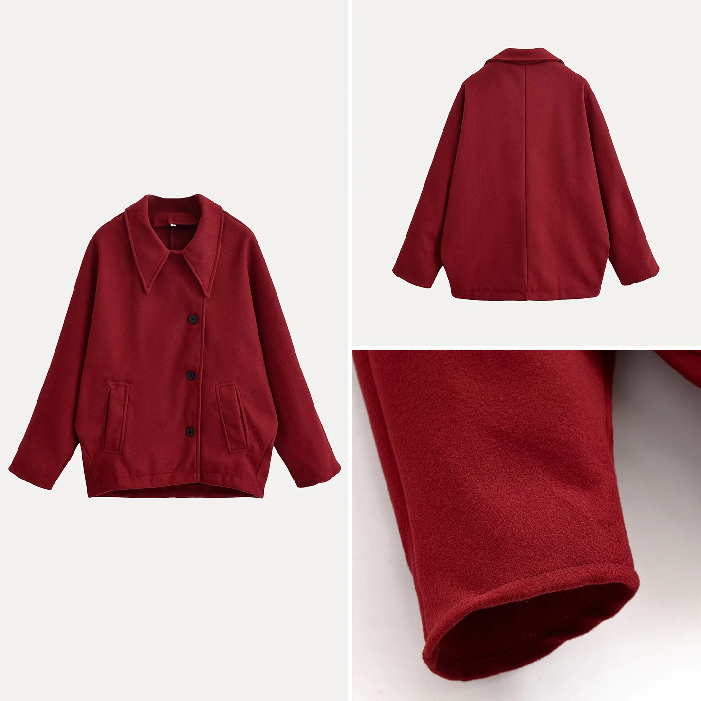 

Faionable Long Sve Women's Coat 2025 Autumn New Arrival Ele Personali Batwing Sve Woolen Jaet Ladies Outerwear