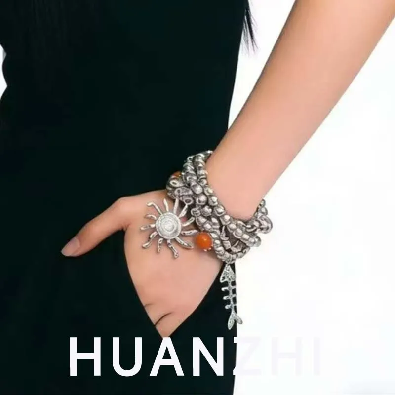 Multi-layer Hand-strung Pearl Sun Starfish Pendant Necklace Y2K Delicate Elegant Women's Jewelry Fashion Versatile Trend Jewelry