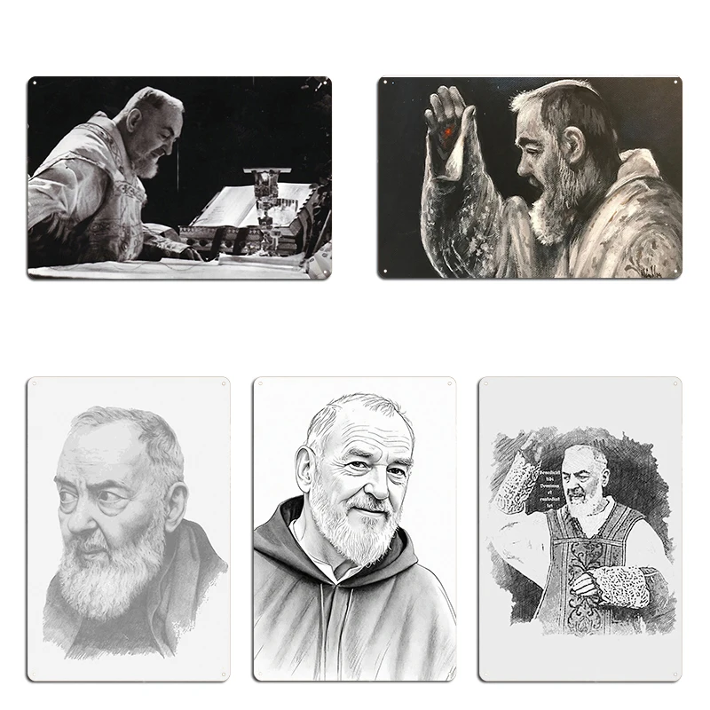 Padre Pio The Holy One Metal Signs Designs Bar Caverna Decoração de Parede Cinema Garagem Padre Pio Tin Sign Poster
