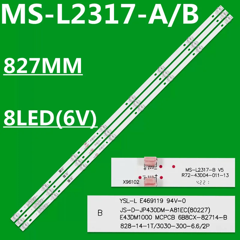 

New 10set LED Backlight Strip For MS-L2317-A/B JS-D-JP43DM-B82EC JS-D-JP43DM-A81EC 43DM1000 MCPCB 43S1A T43 43S1 SW-LED43BA201