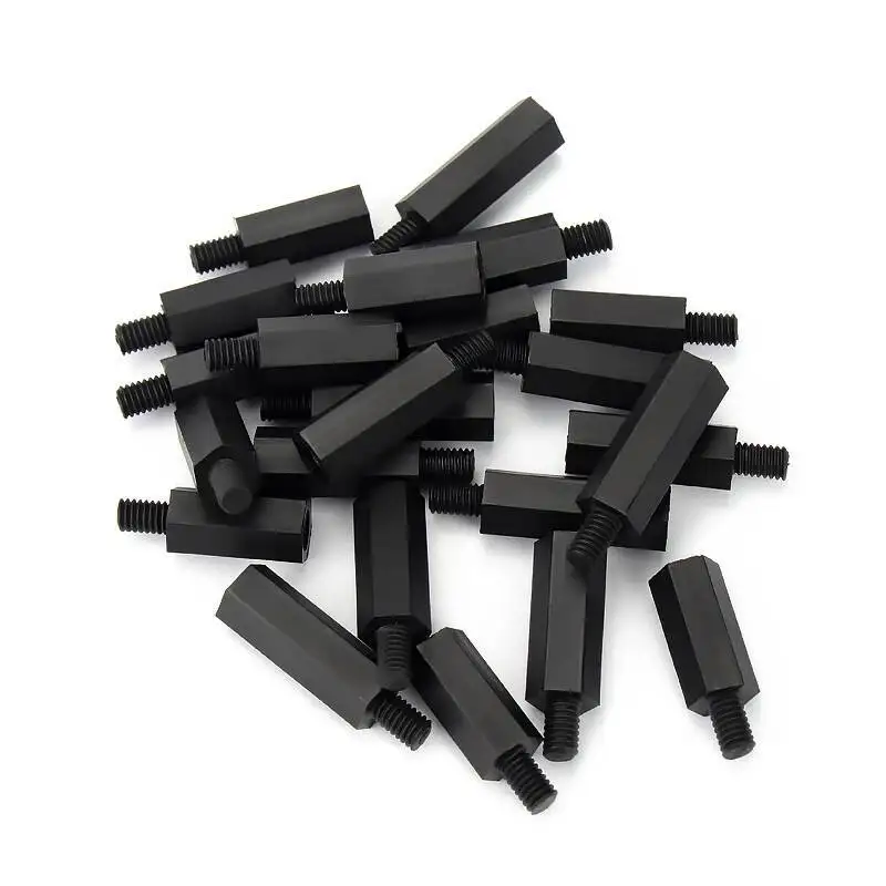 50pcs M2/M2.5/M3/M4*L+6mm Thread Black/white Spacing Screw Plastic For PCB Motherboard Fixed Nylon Standoff Spacer Pillar