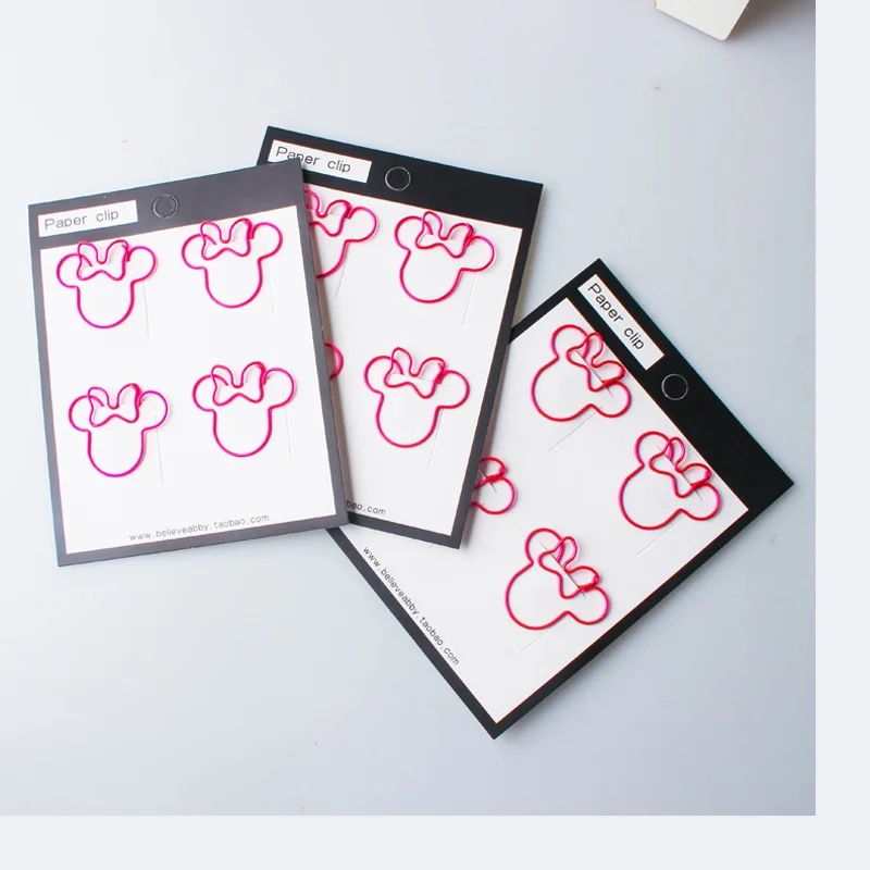 Red Color Mouse Cute Clip Paper Special-shaped Pin Clip Paper Clip Bookmark Office Accessories Paperclips Metal Paper Clips