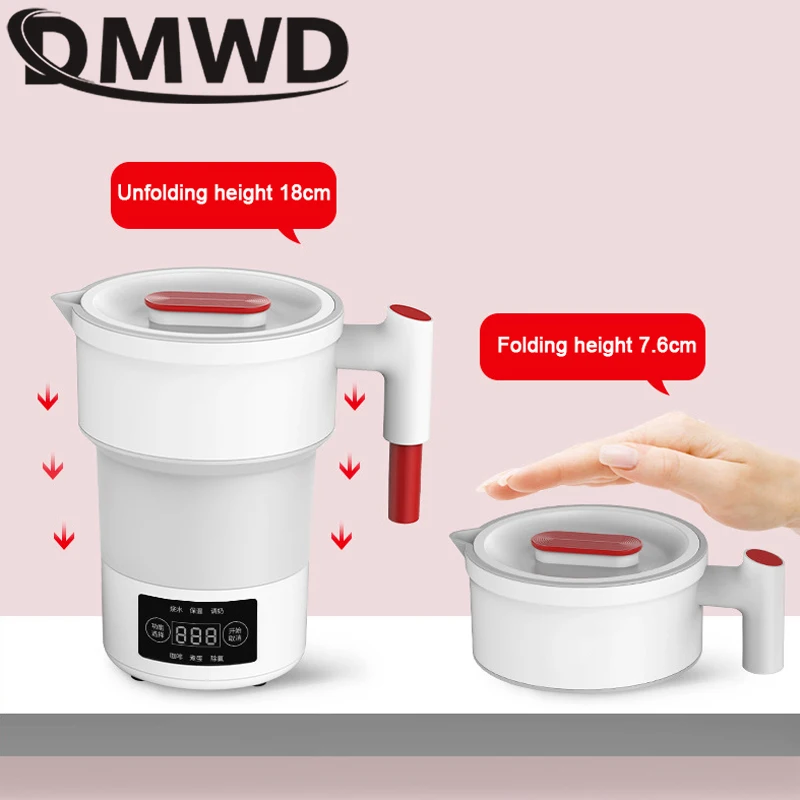 DMWD Folding Electric Kettle Portable Compression Foldable Water Bolier Silicone Thermo Coffee Tea Pot Temperature Control 220V