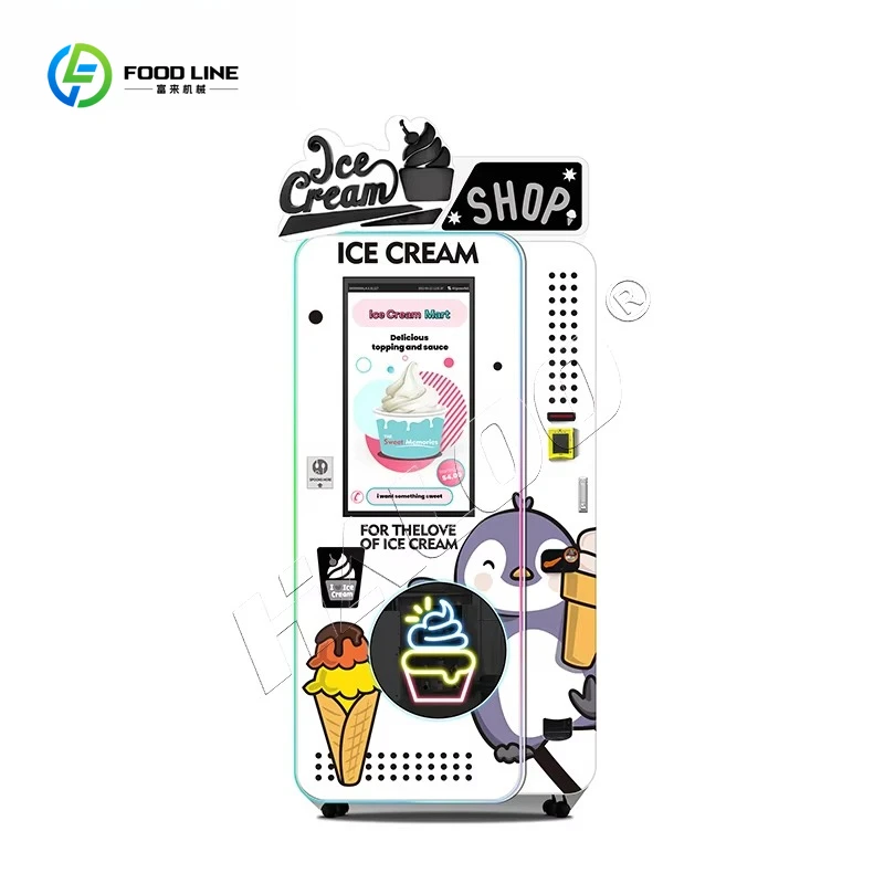 آلة البيع المورد لينة خدمة عملة الخدمة الذاتية روبوت شاشة تعمل باللمس الذكية آلة بيع الآيس كريم الزبادي المجمد
