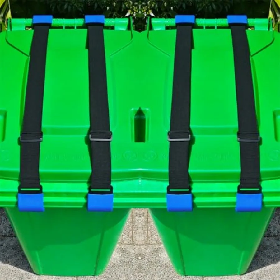 

Metal Double-Claw Trash Can Lock Strap for Animals, Outdoor Racoon Garbage Can Bin Lid Lock Straps Bungee Cord, Trash Can Bin L
