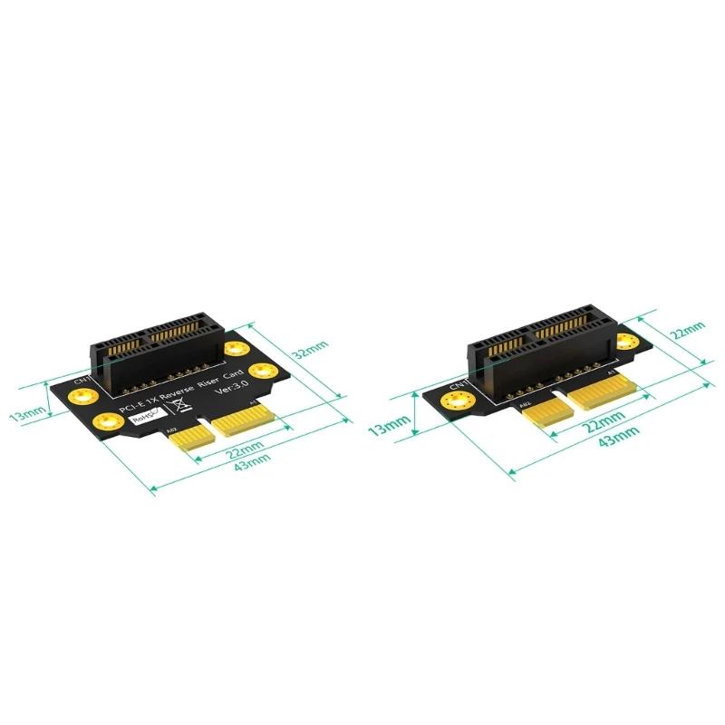 PCIE X1 90 Degree Reverse Male to Female Risers Card PCIE 1X to 1X Converters Adapters Risers Board for 1U/2U Server PC QXNF