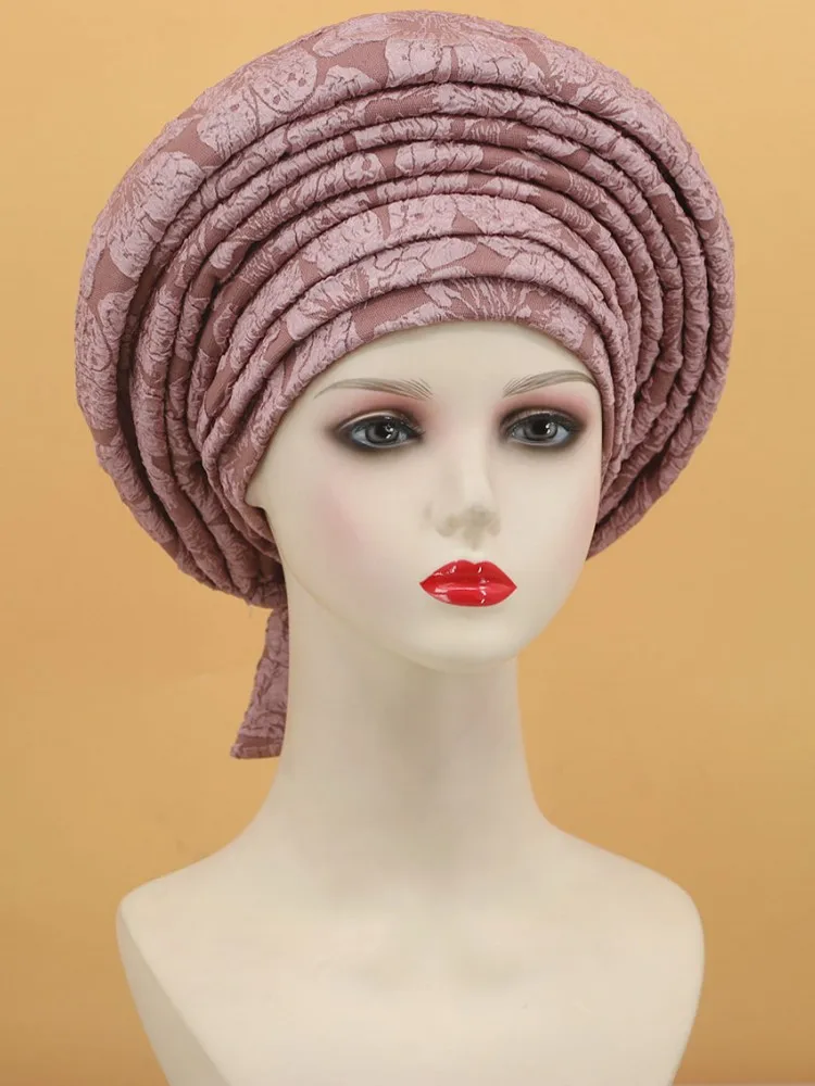 Ready African Auto Gele Headtie Women\'s Turban Cap Nigeria Wedding Geles Muslim Head Wraps Bonnet Turbante Mujer 2024