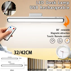 LED Desk Lamp Rechargeable Hanging Magnetic Table Lamp Remote Control Stepless Dimming Night Light for Bedroom Cabinet Wardrobe