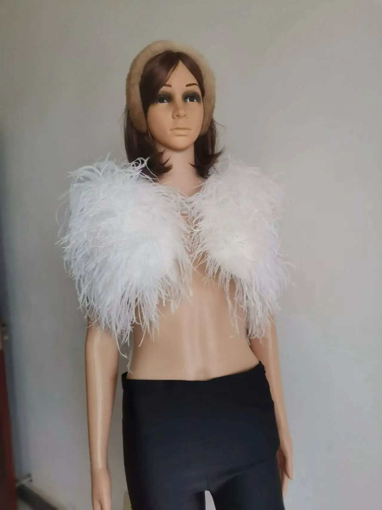 Naturalny, prawdziwy, 100% pióra strusie, futrzany szal, szal ślubny, puszysta kamizelka, kurtka ślubna, możliwość personalizacji